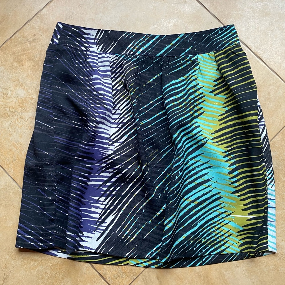 Loft Peacock Aline Mini Skirt Exposed Zipper 0P Petite